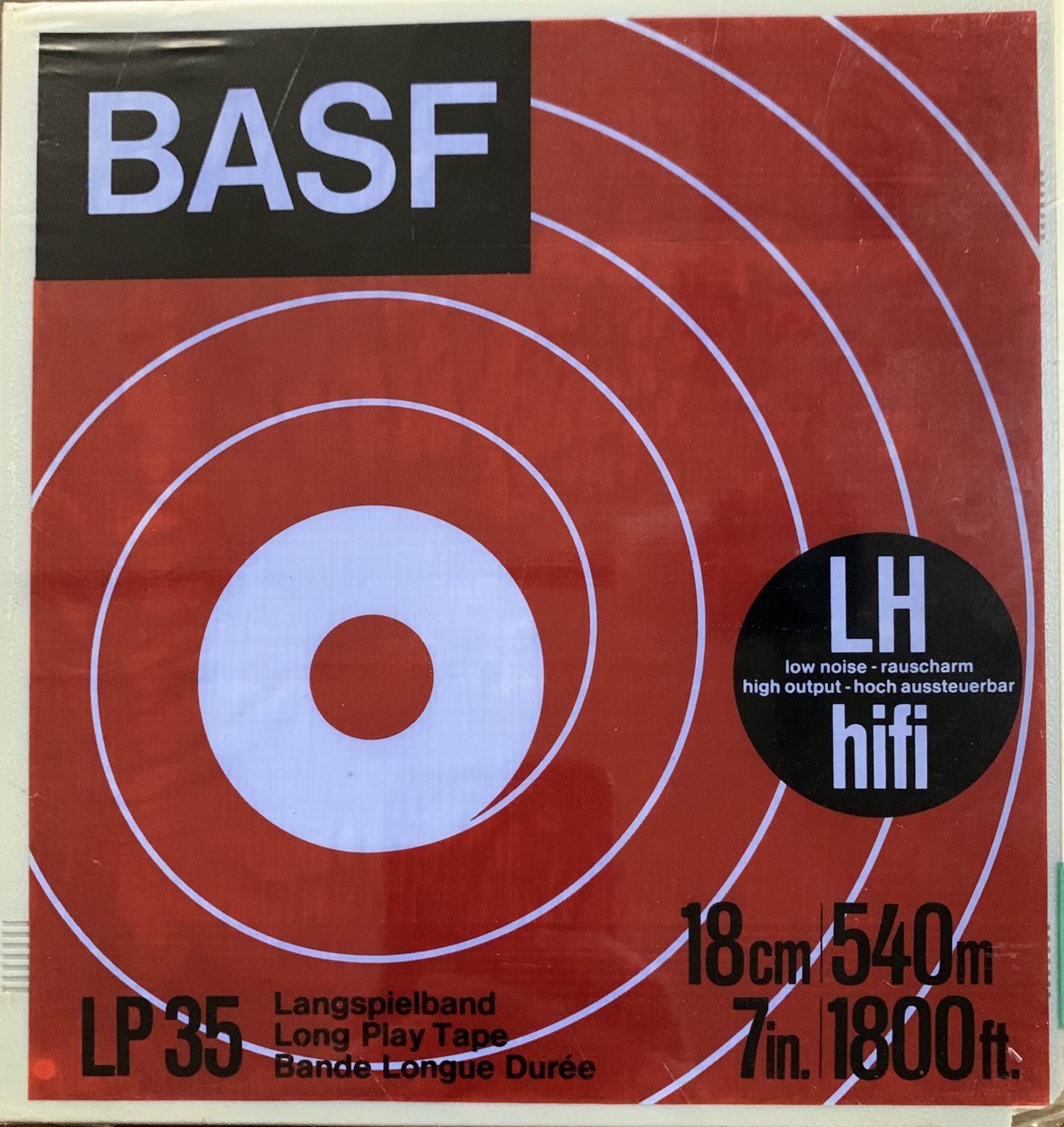 BASF LP35 Reel to Reel Recording Tape, Early Gen, LP, 7″ Reel, 1800 ft