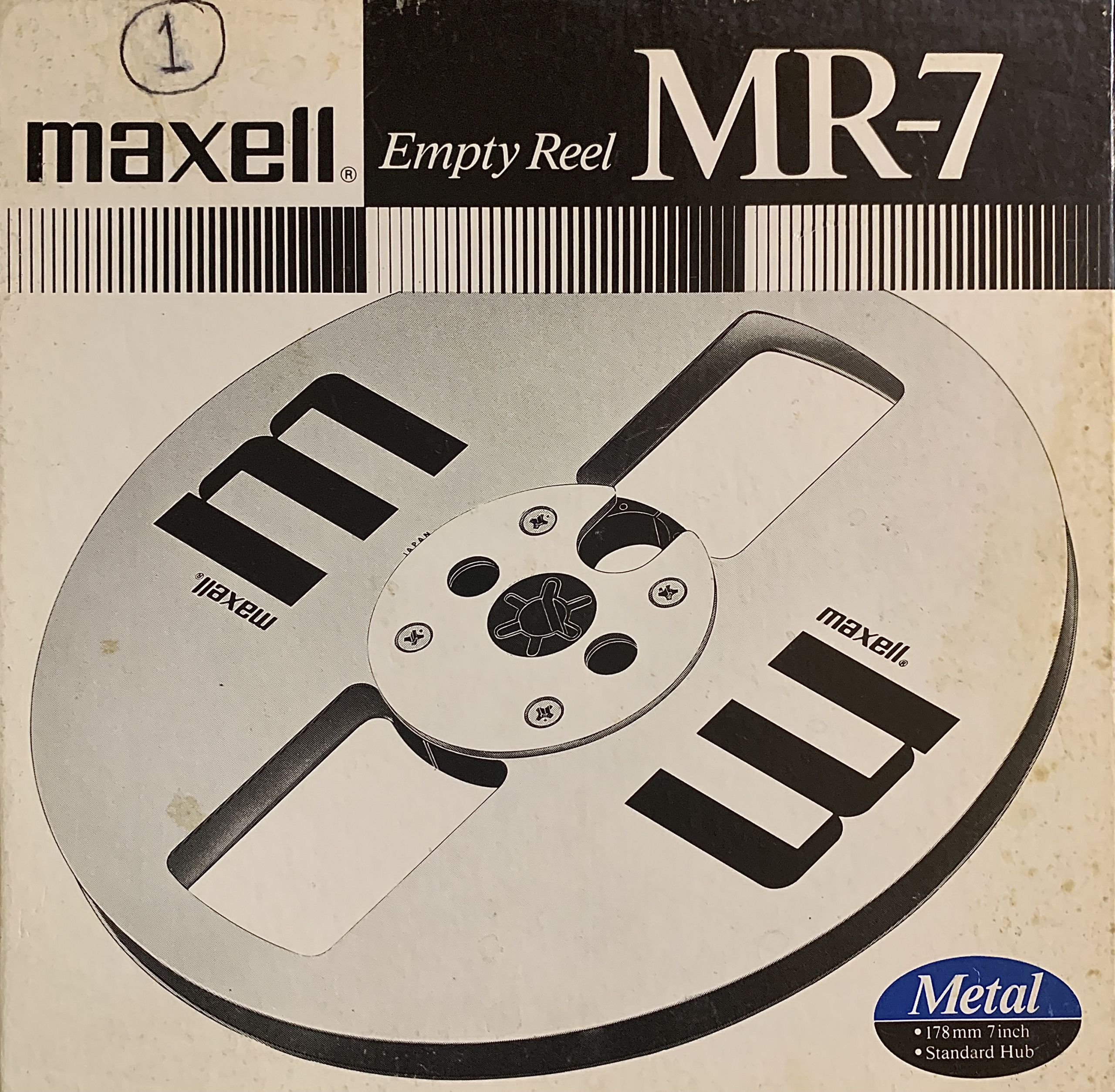 Maxell MR-7 7″ Empty Metal Reel, 2 Window Silver, NEW NOS - Reel