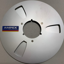 Ampex 10" Empty Metal Reel, 1/2" Tape, Classic 3 Window Silver, w/ Ampex Box + Bag